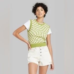 Wild Fable | green checkered sweater vest